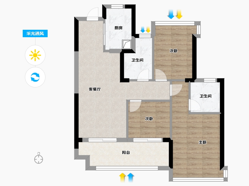 福建省-福州市-海湾润城Ⅱ期-71.20-户型库-采光通风