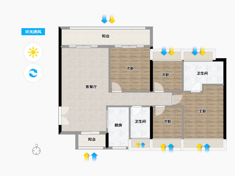 广东省-深圳市-凌云华府-115.20-户型库-采光通风