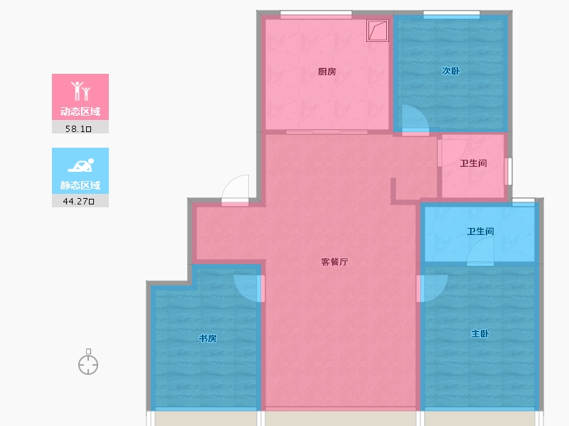 内蒙古自治区-呼和浩特市-泽信天著-91.93-户型库-动静分区