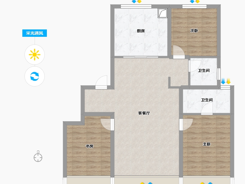 内蒙古自治区-呼和浩特市-泽信天著-91.93-户型库-采光通风