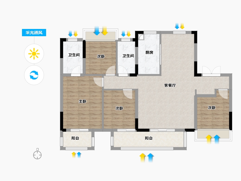 江苏省-徐州市-大华梧桐院(岚翠)-112.00-户型库-采光通风