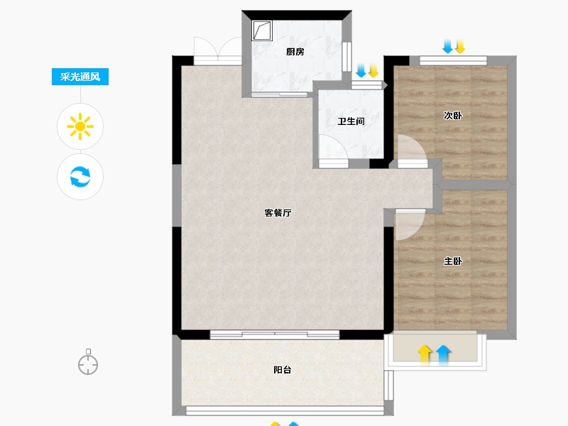 湖北省-宜昌市-城发金桥月泊-70.15-户型库-采光通风