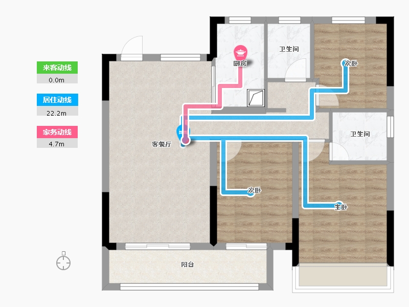 浙江省-绍兴市-蓝城·剡江莲园-83.56-户型库-动静线