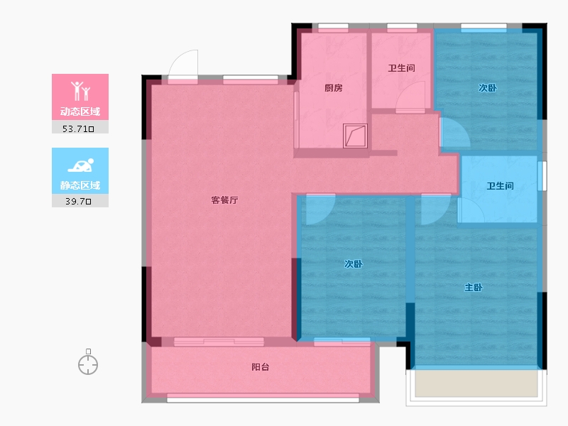 浙江省-绍兴市-蓝城·剡江莲园-83.56-户型库-动静分区