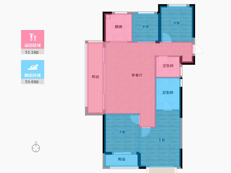 浙江省-宁波市-金辉·紫粼云庭-94.47-户型库-动静分区