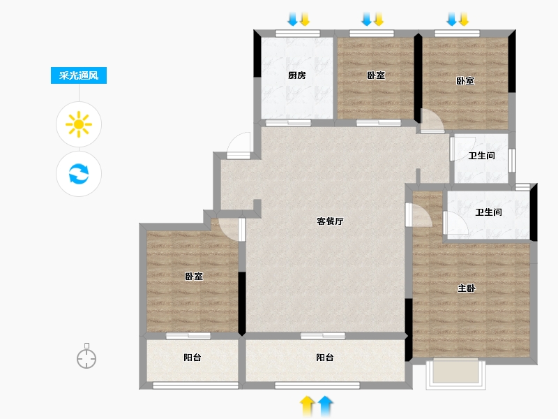 浙江省-杭州市-兴耀沐晴川-111.31-户型库-采光通风