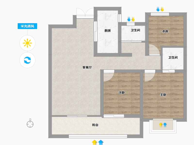 甘肃省-庆阳市-凤凰蓉境-72.80-户型库-采光通风