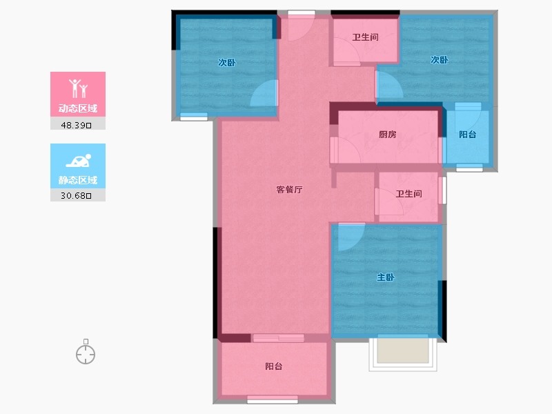 四川省-成都市-昊园阳光壹品-69.75-户型库-动静分区