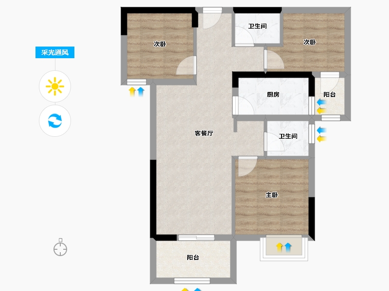 四川省-成都市-昊园阳光壹品-69.75-户型库-采光通风