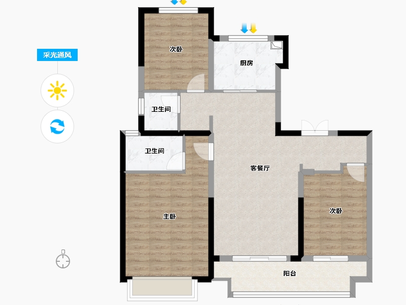 陕西省-西安市-陕建崇文观筑-96.14-户型库-采光通风