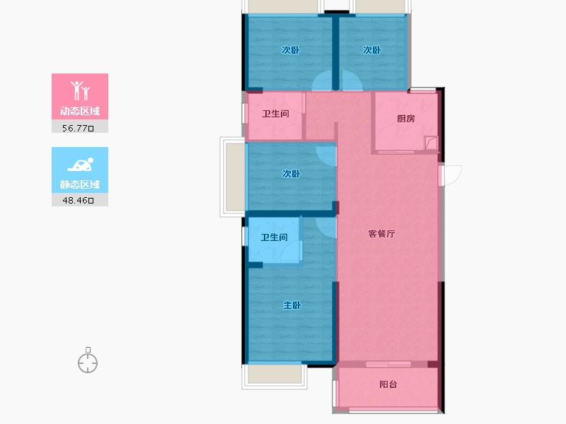 湖北省-武汉市-融创九坤璟宸时代-94.46-户型库-动静分区