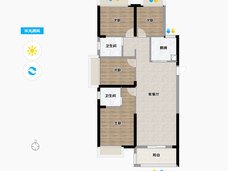 湖北省-武汉市-融创九坤璟宸时代-94.46-户型库-采光通风