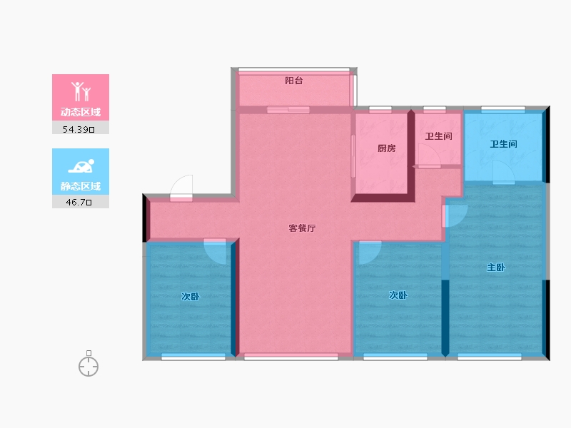 山东省-烟台市-龙湖·天曜-90.40-户型库-动静分区