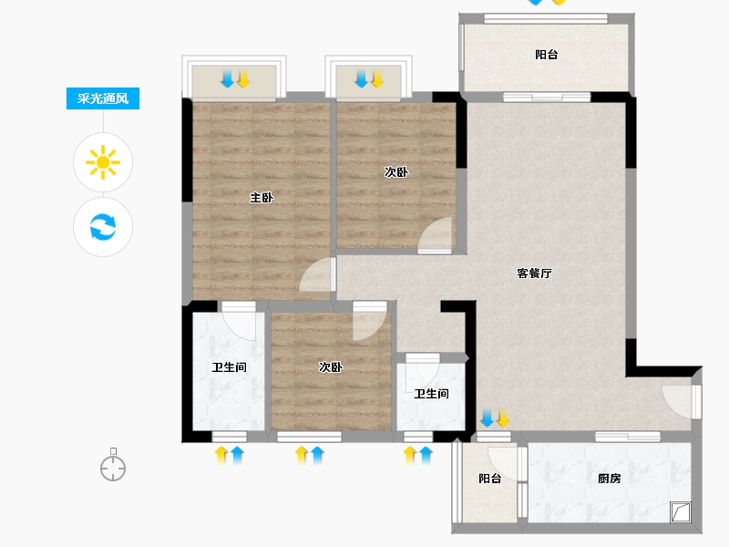 四川省-成都市-昊园阳光壹品-89.44-户型库-采光通风