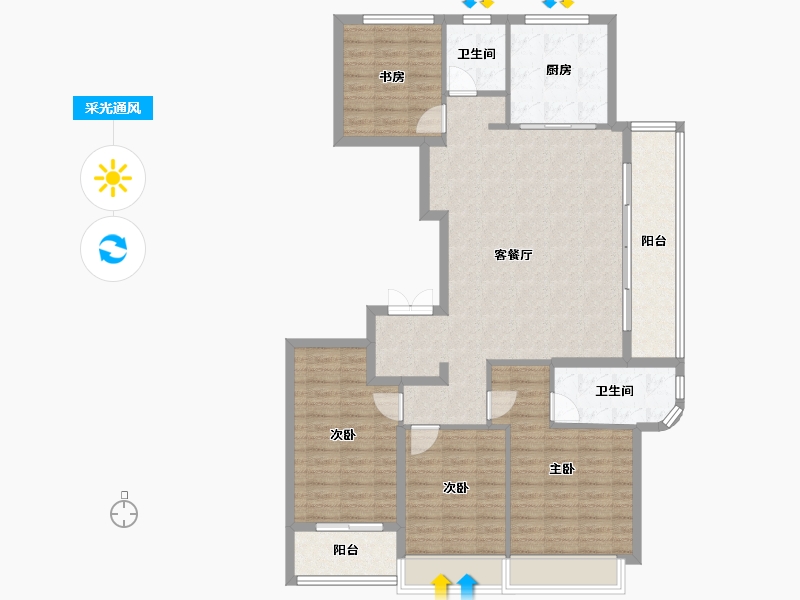 浙江省-杭州市-绿城沁百合-118.09-户型库-采光通风