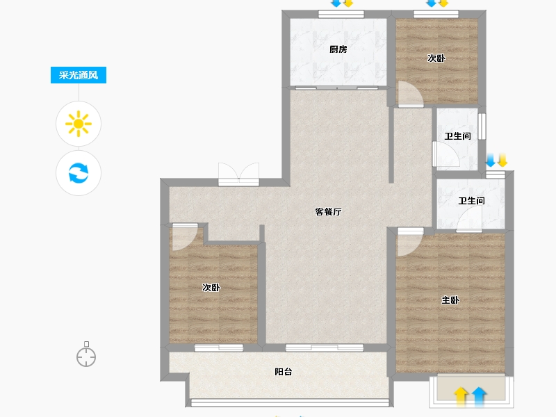 陕西省-铜川市-榕·熙林岳-90.60-户型库-采光通风