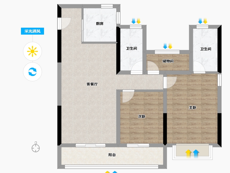 浙江省-温州市-云起麓鸣-84.00-户型库-采光通风