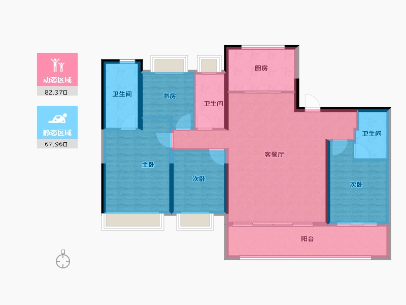 江苏省-南京市-金基山川江樾-136.85-户型库-动静分区