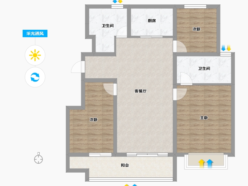 河北省-邯郸市-昱景华府-106.38-户型库-采光通风