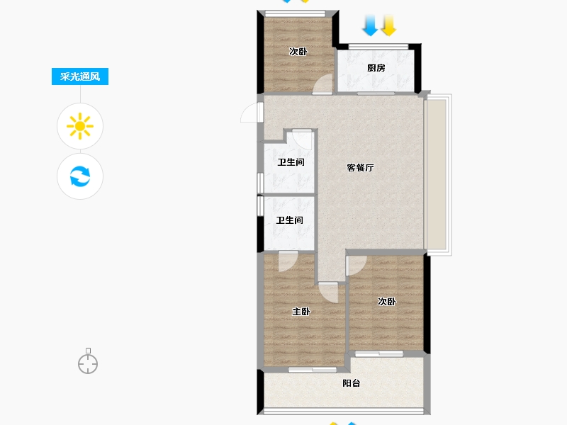 浙江省-杭州市-兴耀沐晴川-86.91-户型库-采光通风