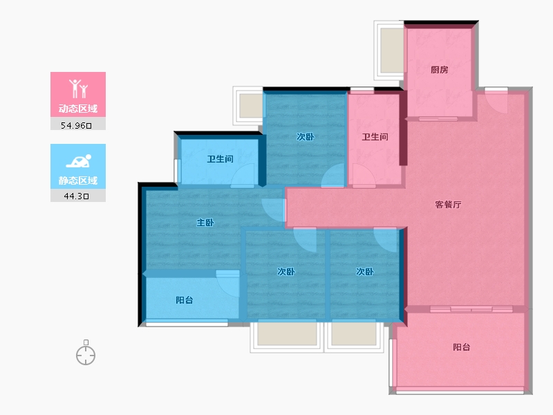 广东省-深圳市-京基·华樾-88.67-户型库-动静分区