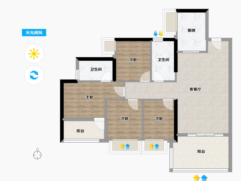 广东省-深圳市-京基·华樾-88.67-户型库-采光通风