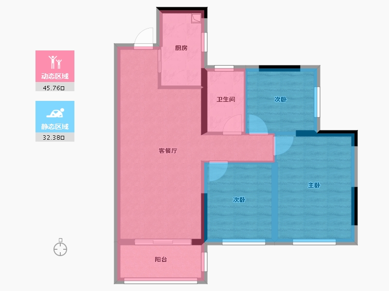 四川省-成都市-环投杨溪湖壹号-69.50-户型库-动静分区