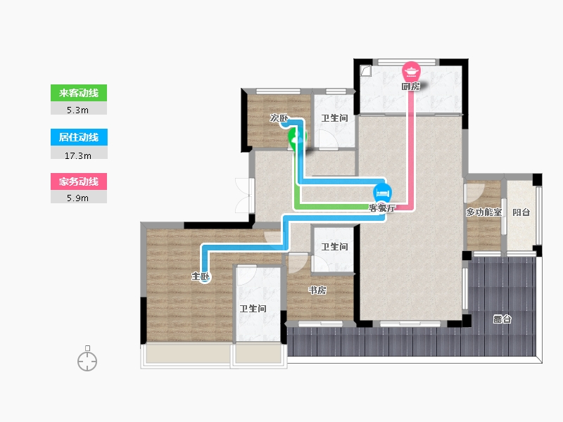 湖南省-长沙市-福天·星河院子-129.00-户型库-动静线