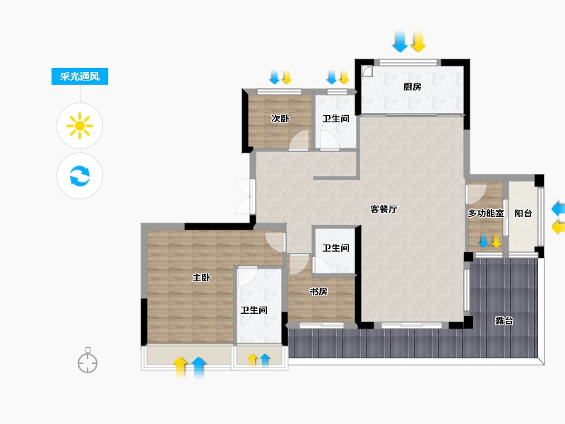 湖南省-长沙市-福天·星河院子-129.00-户型库-采光通风