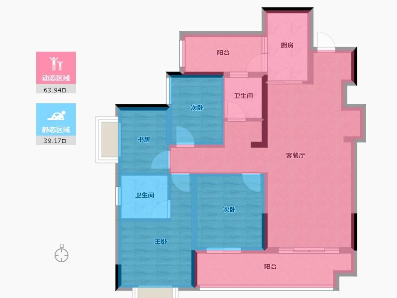 贵州省-贵阳市-融汇湖城一品-90.98-户型库-动静分区