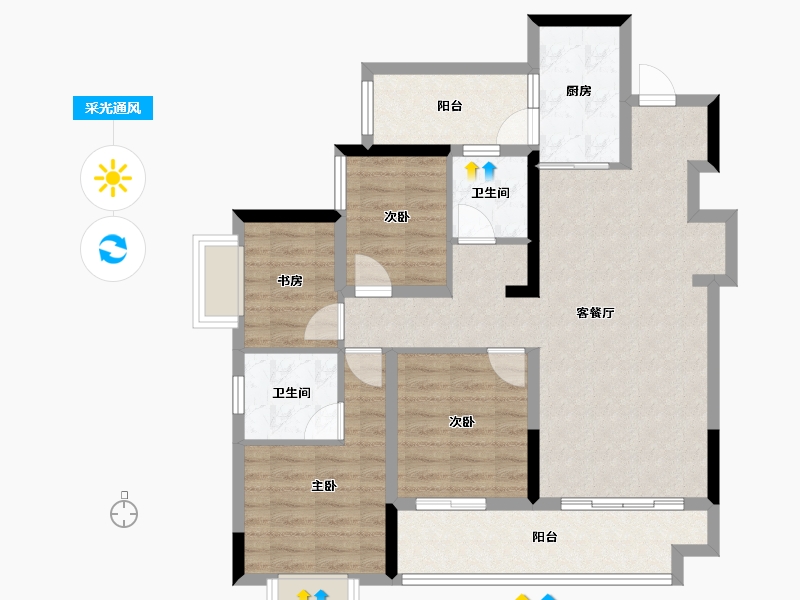 贵州省-贵阳市-融汇湖城一品-90.98-户型库-采光通风