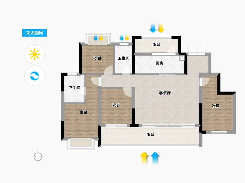 贵州省-贵阳市-融汇湖城一品-108.15-户型库-采光通风