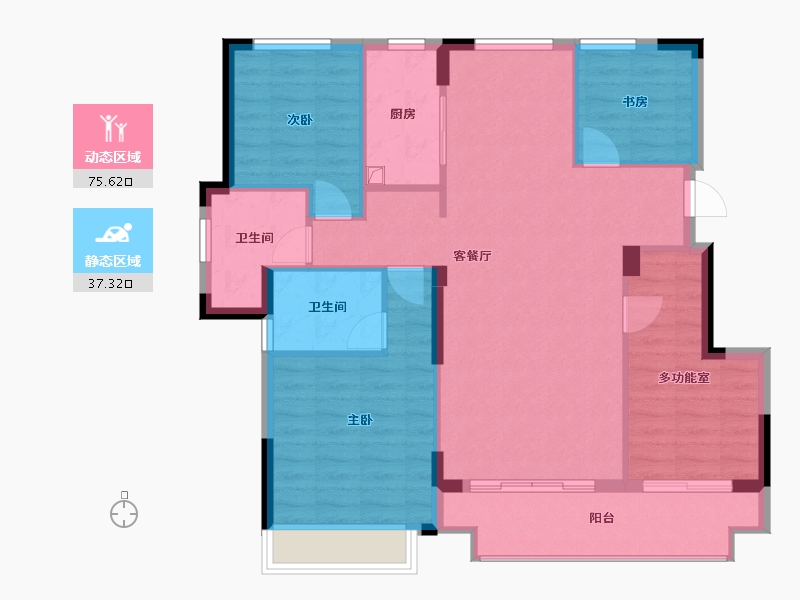 安徽省-蚌埠市-嘉宏·尚品华庭-102.72-户型库-动静分区