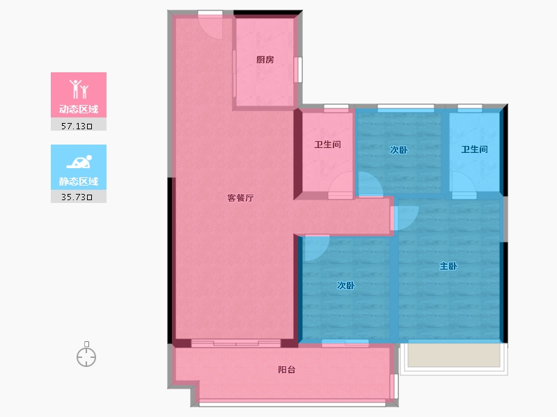 河南省-平顶山市-碧桂园凤凰城-82.99-户型库-动静分区