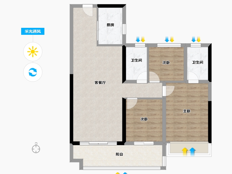 河南省-平顶山市-碧桂园凤凰城-82.99-户型库-采光通风