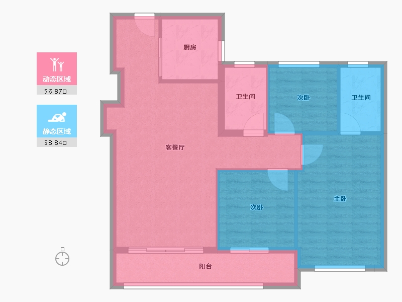 陕西省-西安市-中粮·悦著云朗-86.78-户型库-动静分区