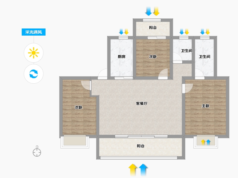 陕西省-宝鸡市-金御华府-98.58-户型库-采光通风