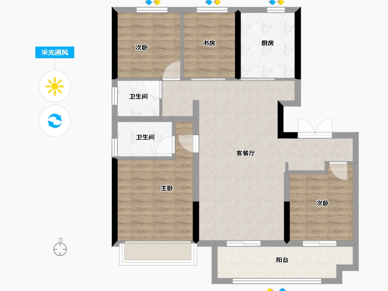 陕西省-西安市-陕建崇文观筑-92.36-户型库-采光通风