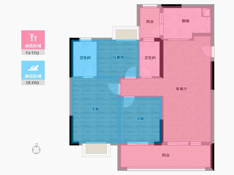 河南省-信阳市-蓝光雍景府-90.62-户型库-动静分区