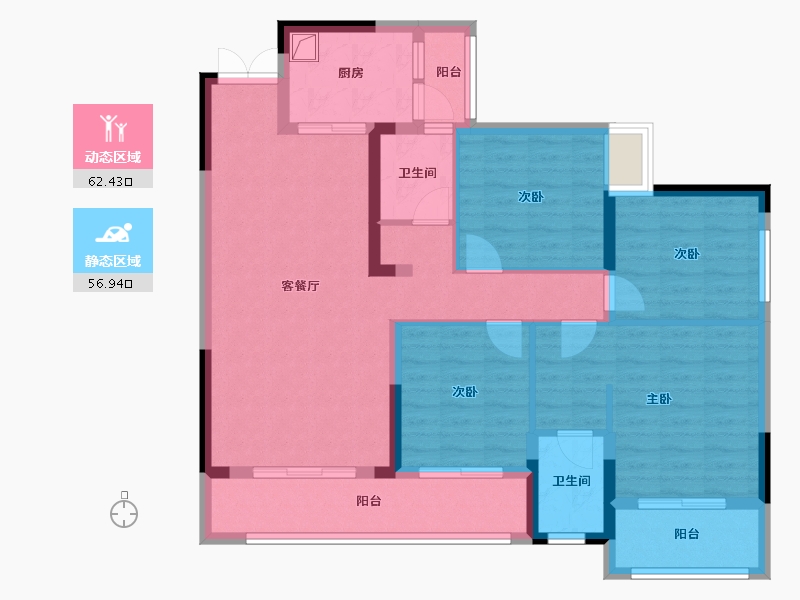 贵州省-铜仁市-宝润国际-三期-105.60-户型库-动静分区