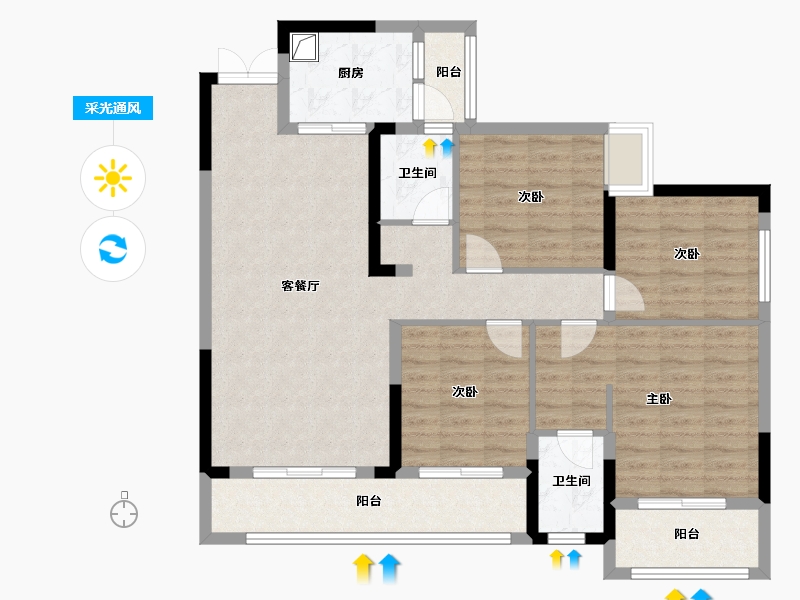 贵州省-铜仁市-宝润国际-三期-105.60-户型库-采光通风