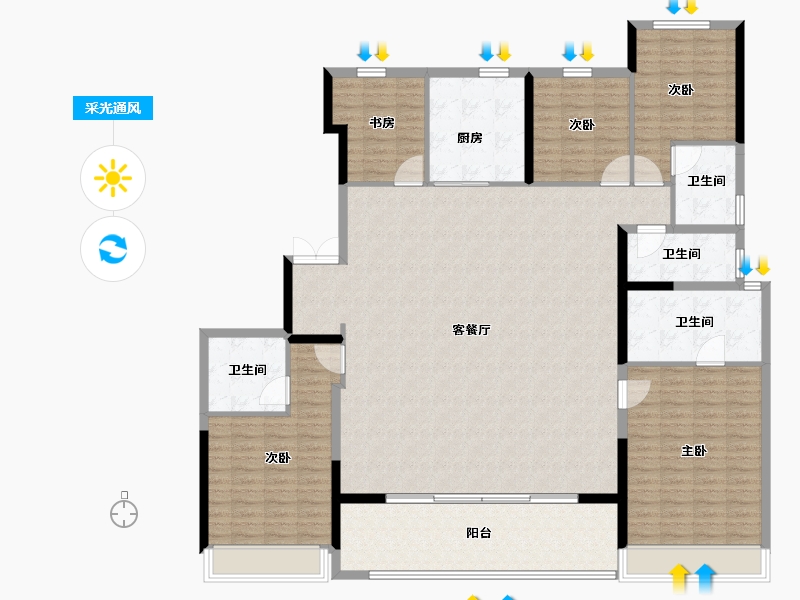 浙江省-杭州市-滨江潮语鸣翠轩-192.80-户型库-采光通风