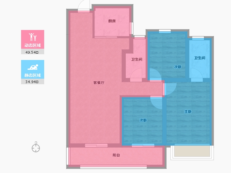 浙江省-杭州市-云湖之城·低碳国际社区-74.10-户型库-动静分区