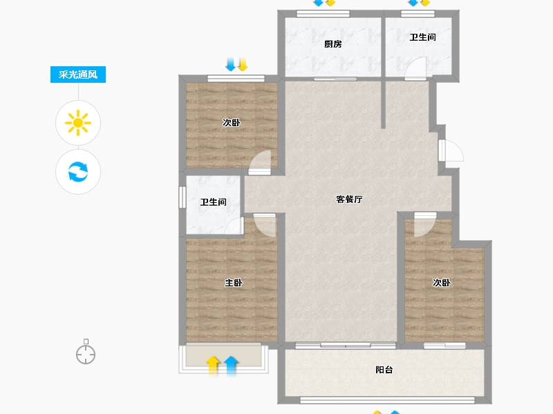 山东省-日照市-璞禧和院-104.00-户型库-采光通风