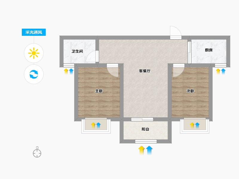 陕西省-宝鸡市-金御华府-53.21-户型库-采光通风