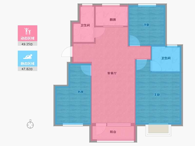 辽宁省-大连市-盛世豪庭-88.55-户型库-动静分区