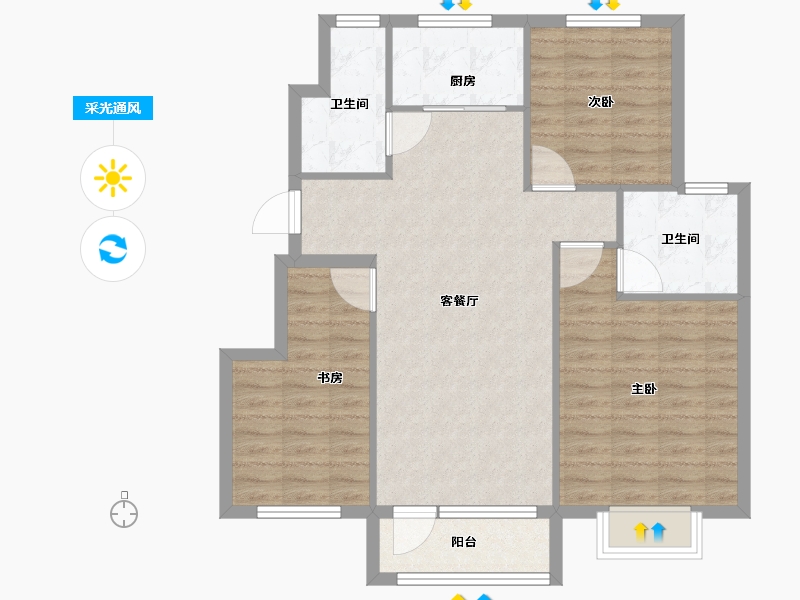 辽宁省-大连市-盛世豪庭-88.55-户型库-采光通风