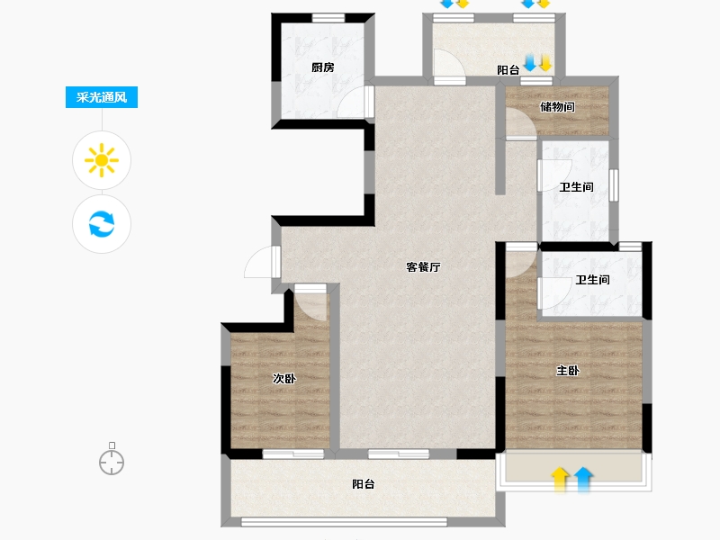 河南省-三门峡市-锦悦新著-96.80-户型库-采光通风