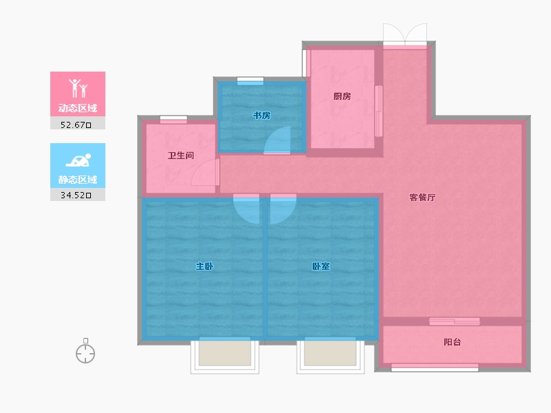 浙江省-杭州市-宁巢美地公寓五区（人才共有产权）-77.61-户型库-动静分区