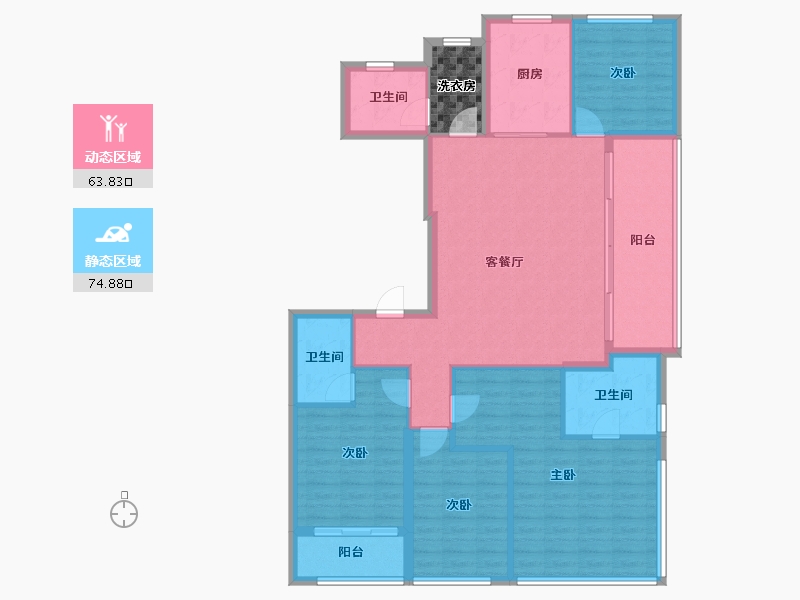 浙江省-杭州市-云湖之城·低碳国际社区-130.11-户型库-动静分区